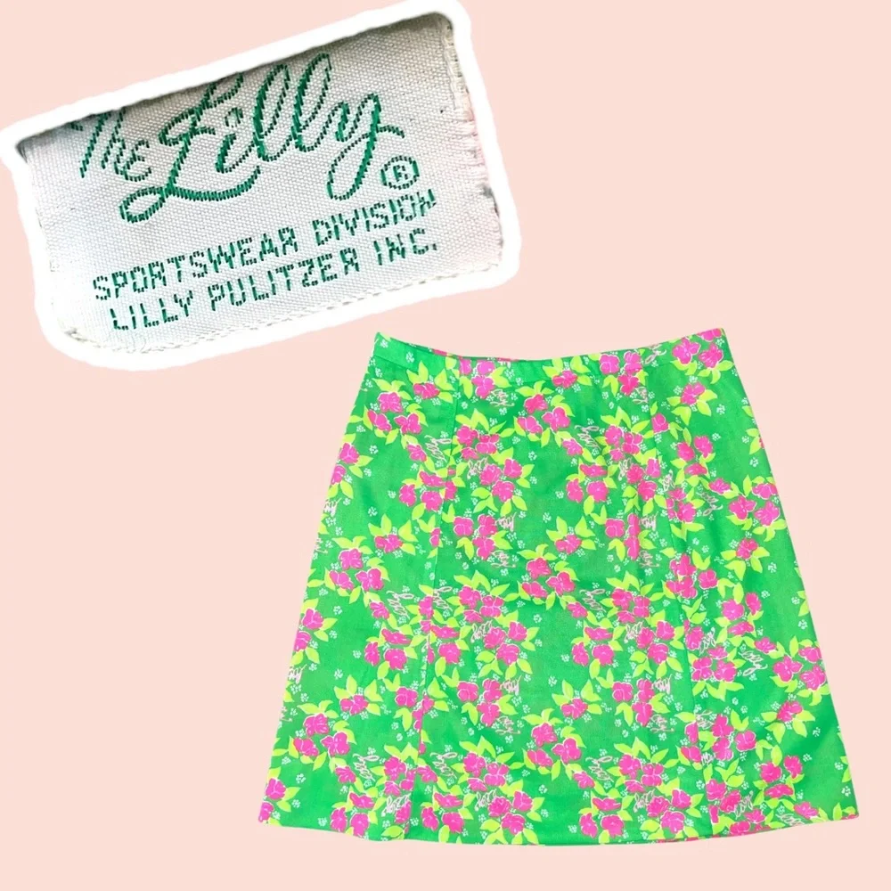 Vintage 70s 80s "The Lilly" Lilly Pulitzer Vibrant Polyester Skirt - Picture 1 of 12